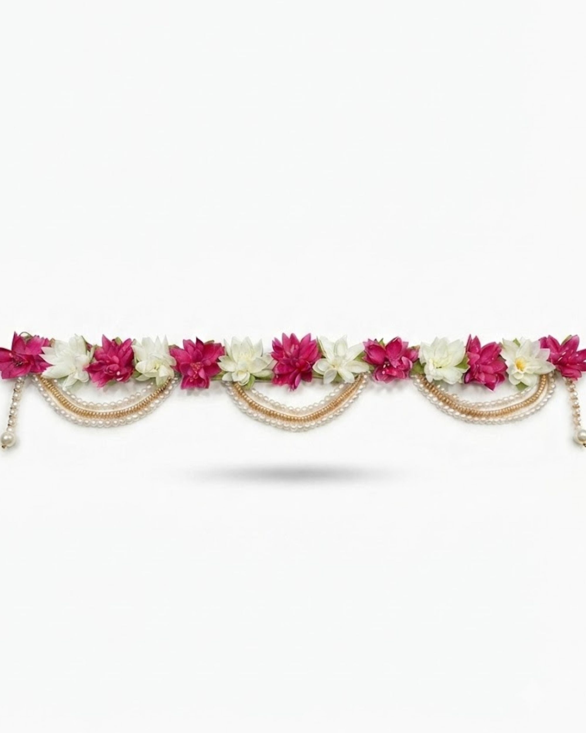 Premsons® Premium Handmade Magenta & Ivory Floral Toran for Main Door | Artificial Flower Bandarwal with Pearl & Gold Bead Chains | Door Hanging for Diwali, Wedding, Pooja & Housewarming Decor