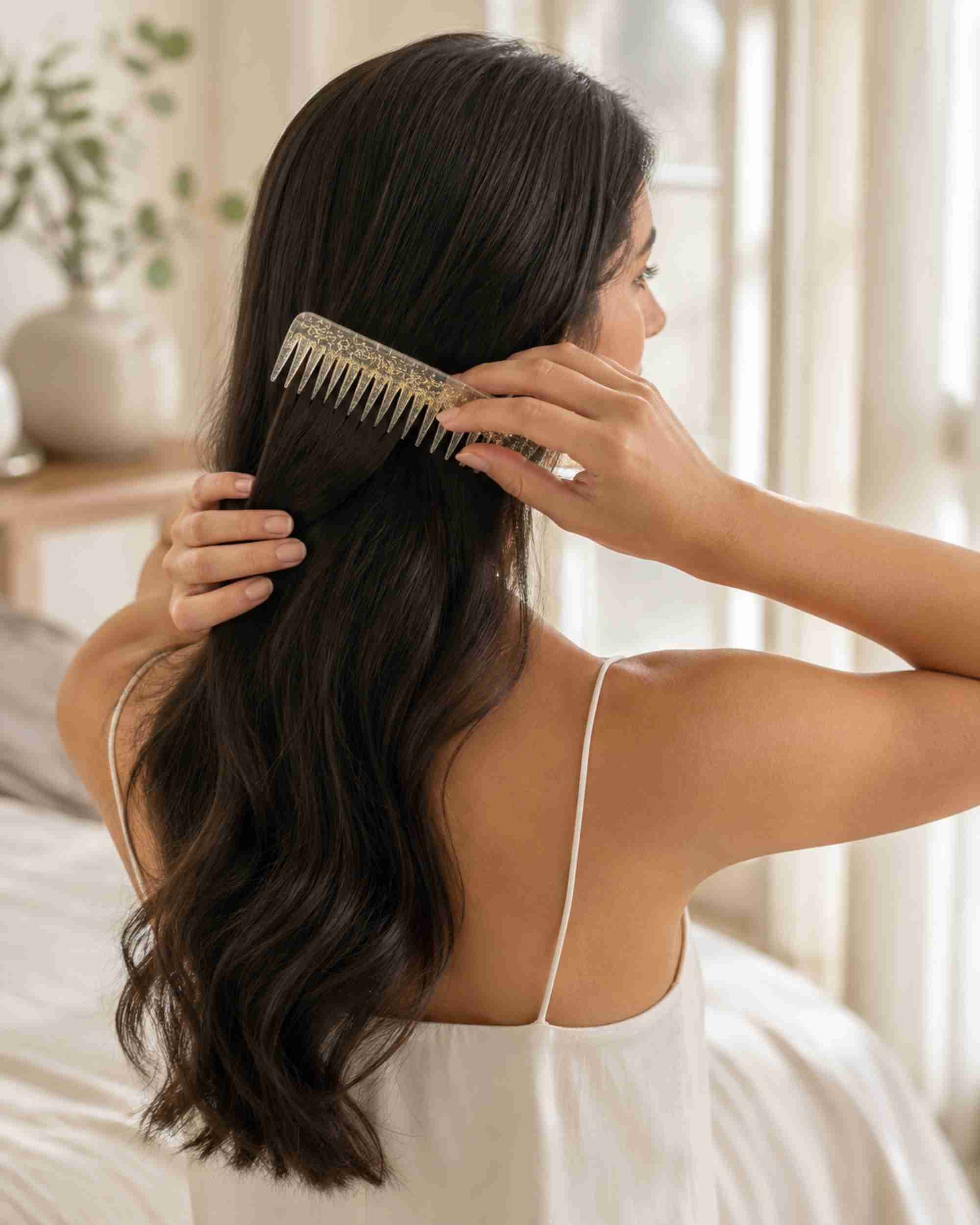 Premsons® Glitter Hair Comb-Ohka Sakura(transparent with gold glitter)