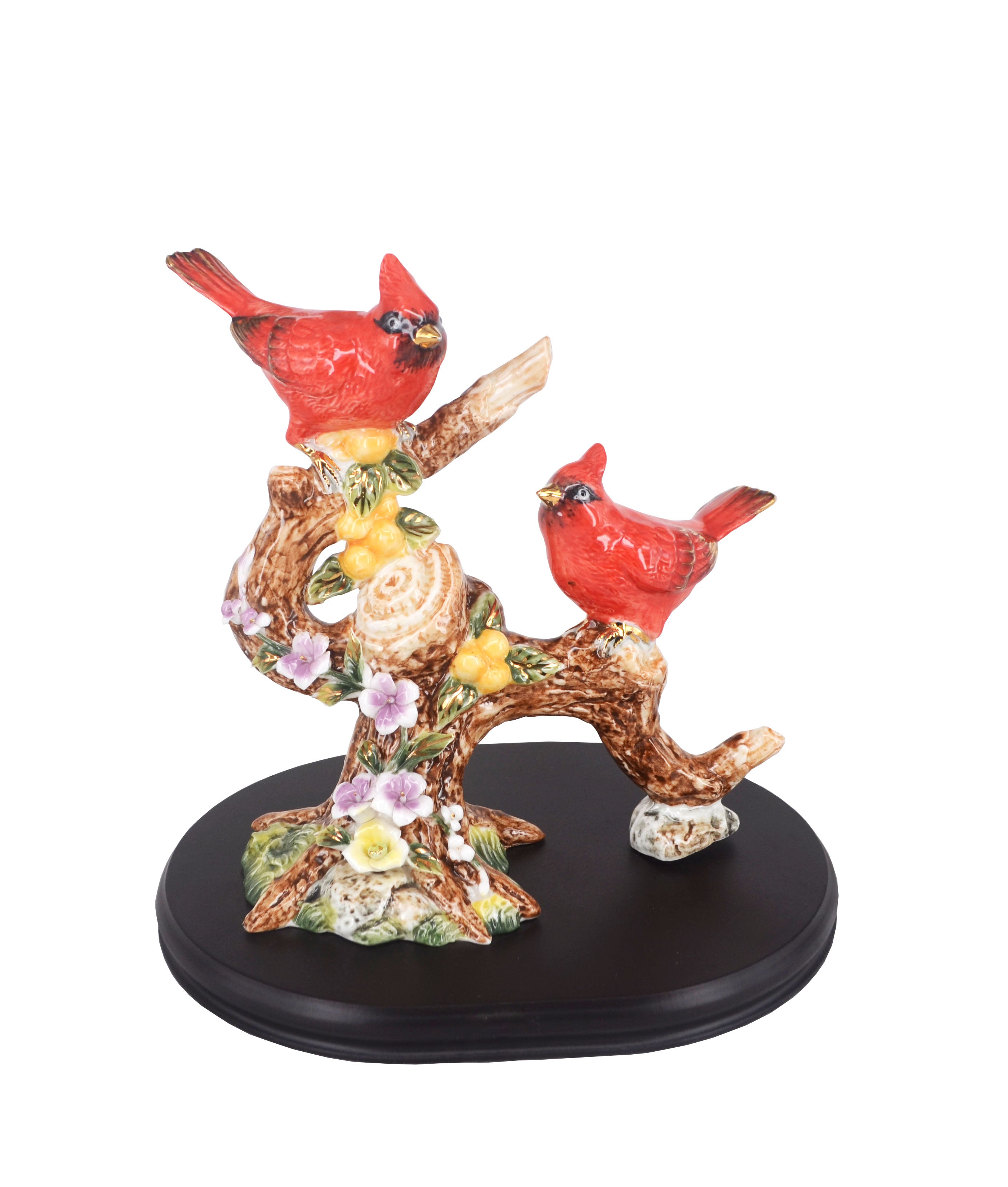 Premsons® Cardinal Pair on Tree Branch – Decorative Porcelain Bird Statue