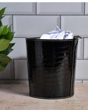 Premsons® Premium Faux Leather Dustbin - Sleek & Modern Waste Basket for Office & Living Room - Croc Pattern - Big - Black  - 5 litres