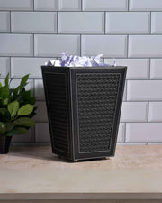 Premsons® Premium Faux Leather Dustbin - Sleek & Modern Waste Basket for Office & Living Room - Woven - Cone Shaped - Black - 5 Litres