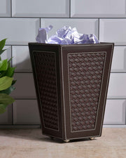Premsons® Premium Faux Leather Dustbin - Sleek & Modern Waste Basket for Office & Living Room - Woven - Cone Shaped - Brown - 2.5 Litres