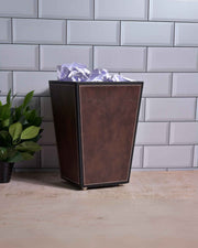 Premsons® Premium Faux Leather Dustbin - Sleek & Modern Waste Basket for Office & Living Room - Two Tone - Cone Shaped - Brown with Black - 5 Litres