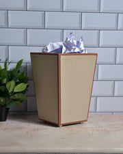 Premsons® Premium Faux Leather Dustbin - Sleek & Modern Waste Basket for Office & Living Room - Two Tone - Cone Shaped - Beige with Orange - 5 Litres
