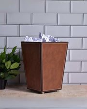 Premsons® Premium Faux Leather Dustbin - Sleek & Modern Waste Basket for Office & Living Room - Two Tone - Cone Shaped - Orange with Brown - 5 Litres