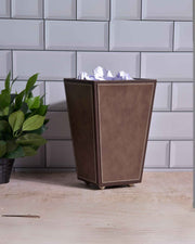 Premsons® Premium Faux Leather Dustbin - Sleek & Modern Waste Basket for Office & Living Room - Two Tone - Cone Shaped - Brown with Brown - 5 Litres