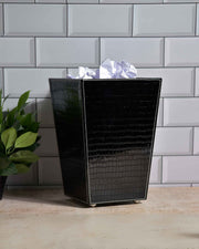 Premsons® Premium Faux Leather Dustbin - Sleek & Modern Waste Basket for Office & Living Room - Croc Texture - Cone Shaped - Black - 5 Litres