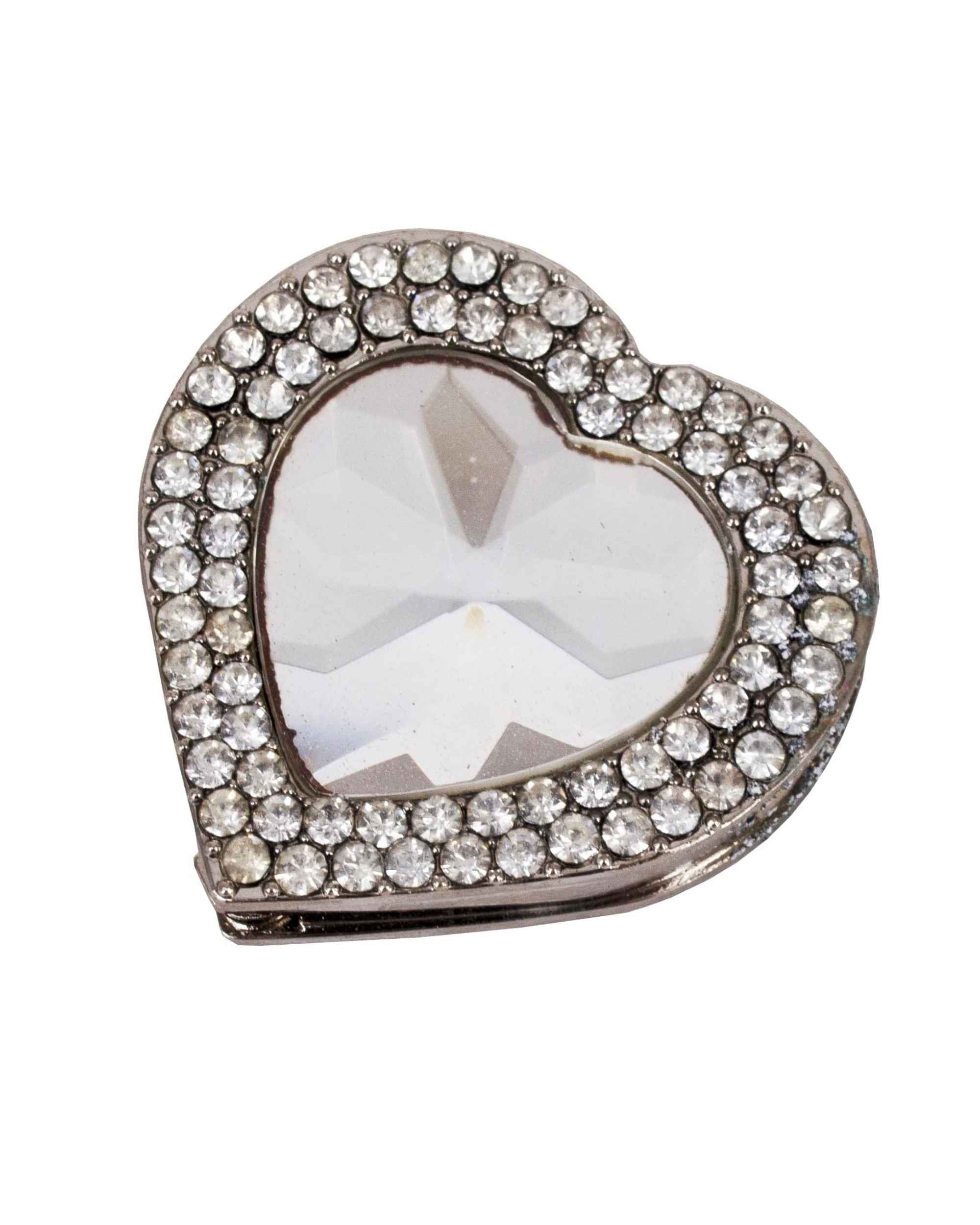 Premsons® Foldable Purse Holder Hook - Handbag Hanger for Table Desk - Bling Rhinestone Bag Holder for Women - Heart Shape