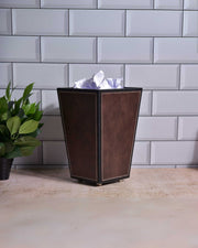 Premsons® Premium Faux Leather Dustbin - Sleek & Modern Waste Basket for Office & Living Room - Two Tone - Cone Shaped - Brown with Black - 2.5 Litres
