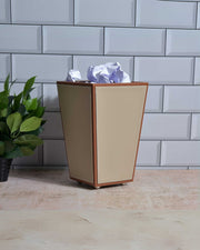 Premsons® Premium Faux Leather Dustbin - Sleek & Modern Waste Basket for Office & Living Room - Two Tone - Cone Shaped - Beige with Orange - 2.5 Litres