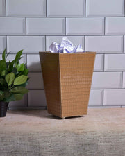 Premsons® Premium Faux Leather Dustbin - Sleek & Modern Waste Basket for Office & Living Room - Croc Texture - Cone Shaped - Brown - 2.5 Litres