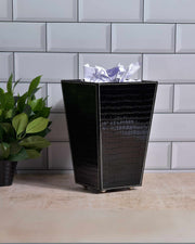 Premsons® Premium Faux Leather Dustbin - Sleek & Modern Waste Basket for Office & Living Room - Croc Texture - Cone Shaped - Black - 2.5 Litres