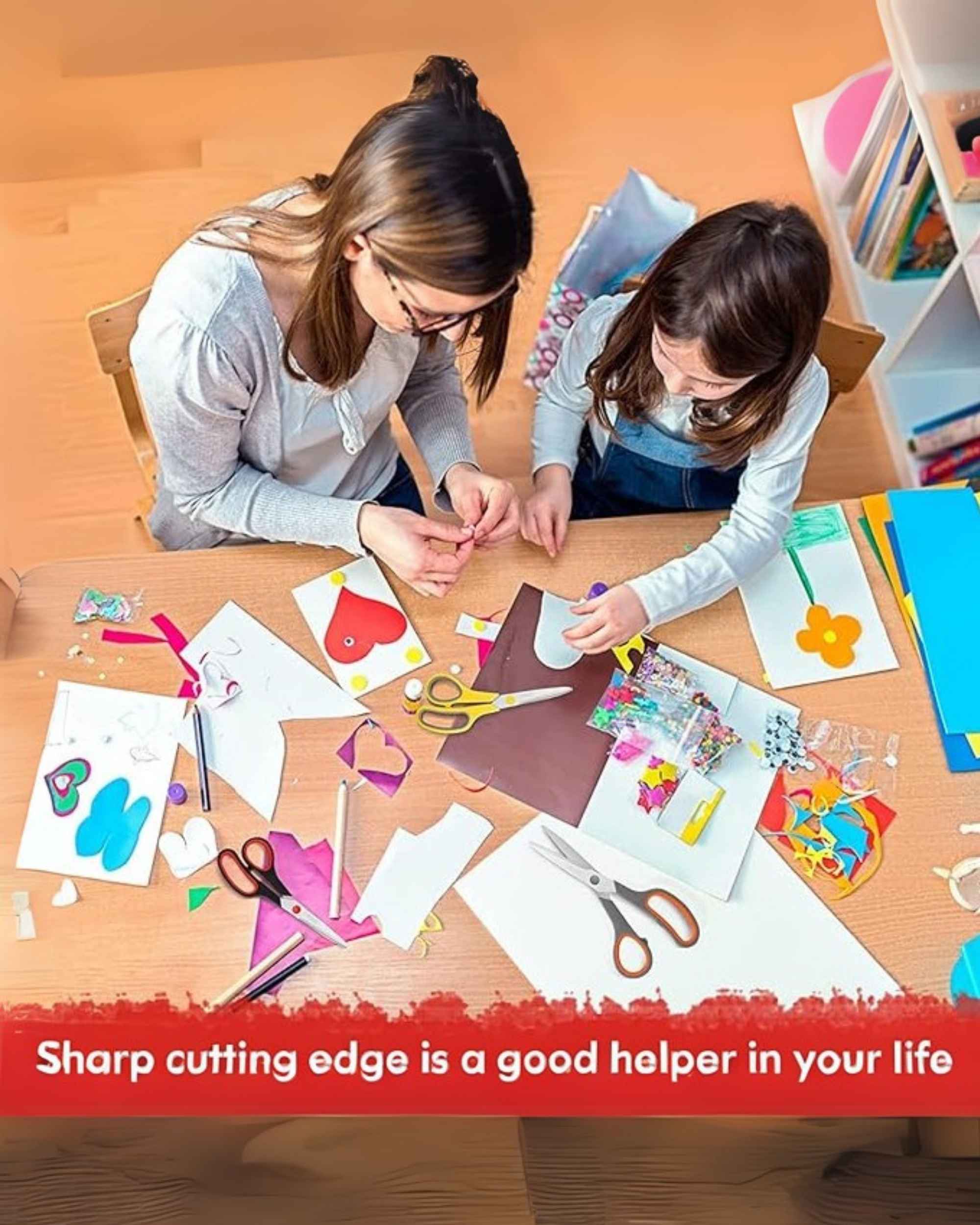 Premsons® Craft Scissors Pack of 6 – Decorative Edge Scissors with Comfort-Grip Handles for Crafts, Scrapbooking, Paper Cutting – Straight, Scallop, Valley, Slate, Volcano & Deckle – Home & School Use