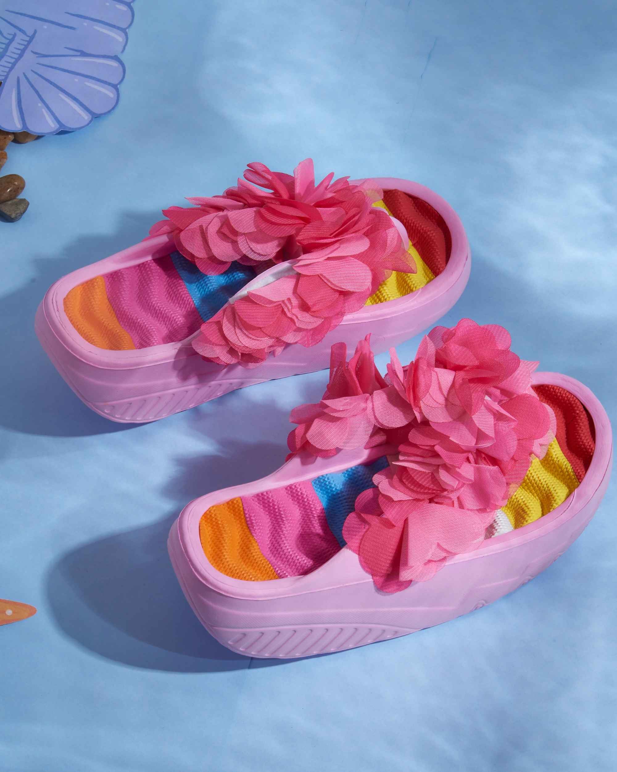 Premsons® Women's Floral Wedge Sandals - Casual Platform Beach Vacation Footwear - Flip Flop Slippers for Pool Holidays