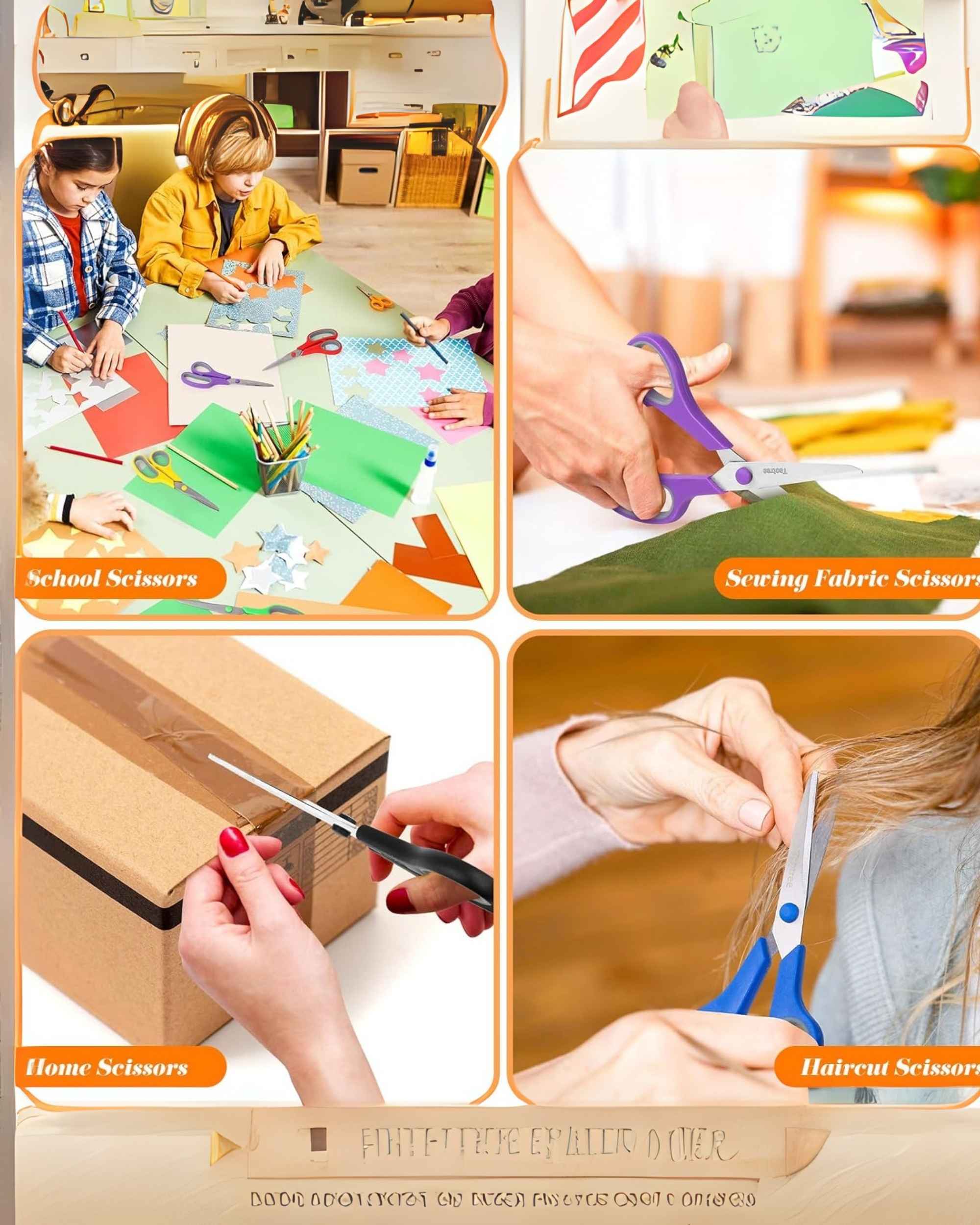 Premsons® Craft Scissors Pack of 6 – Decorative Edge Scissors with Comfort-Grip Handles for Crafts, Scrapbooking, Paper Cutting – Straight, Scallop, Valley, Slate, Volcano & Deckle – Home & School Use