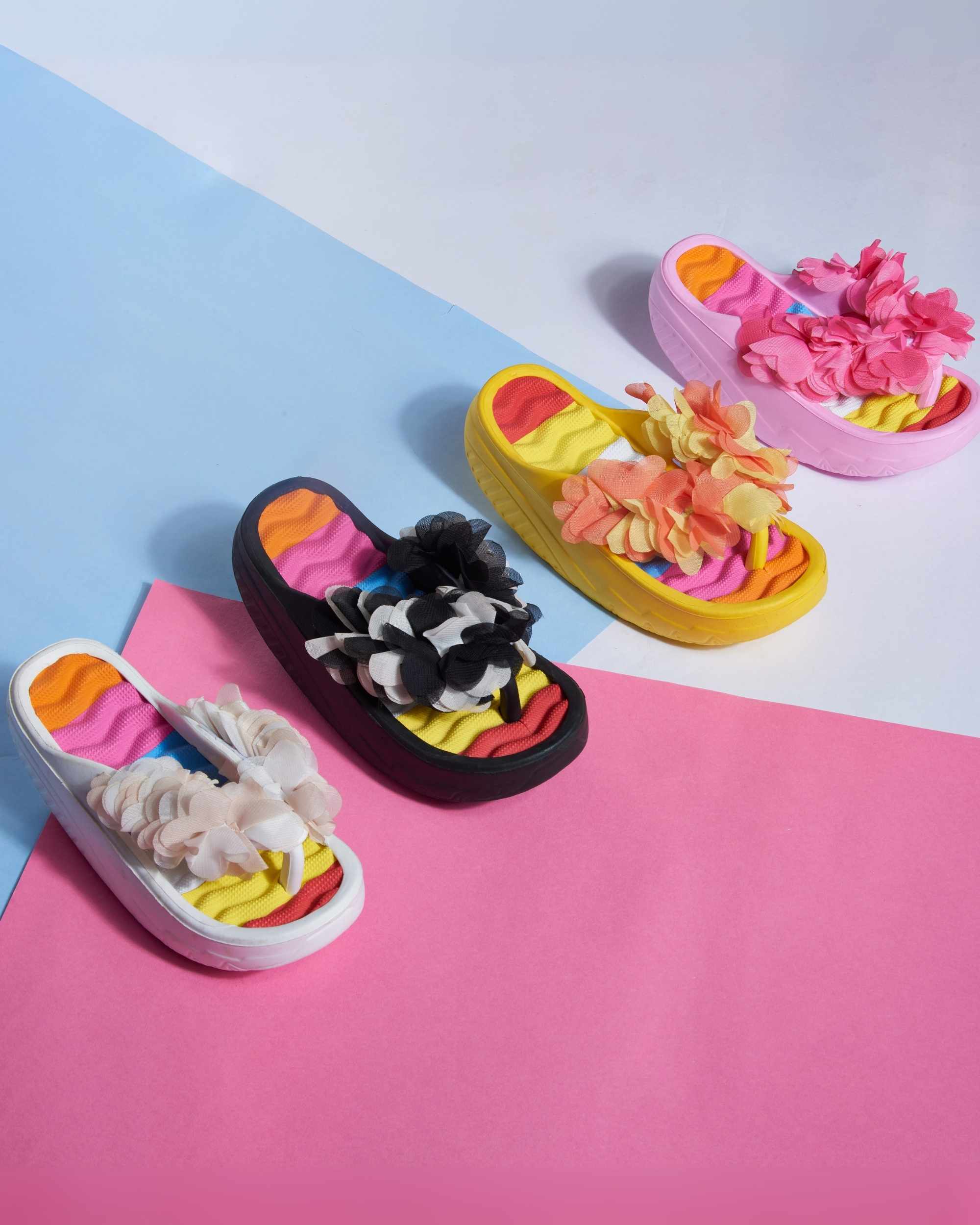 Premsons® Women's Floral Wedge Sandals - Casual Platform Beach Vacation Footwear - Flip Flop Slippers for Pool Holidays
