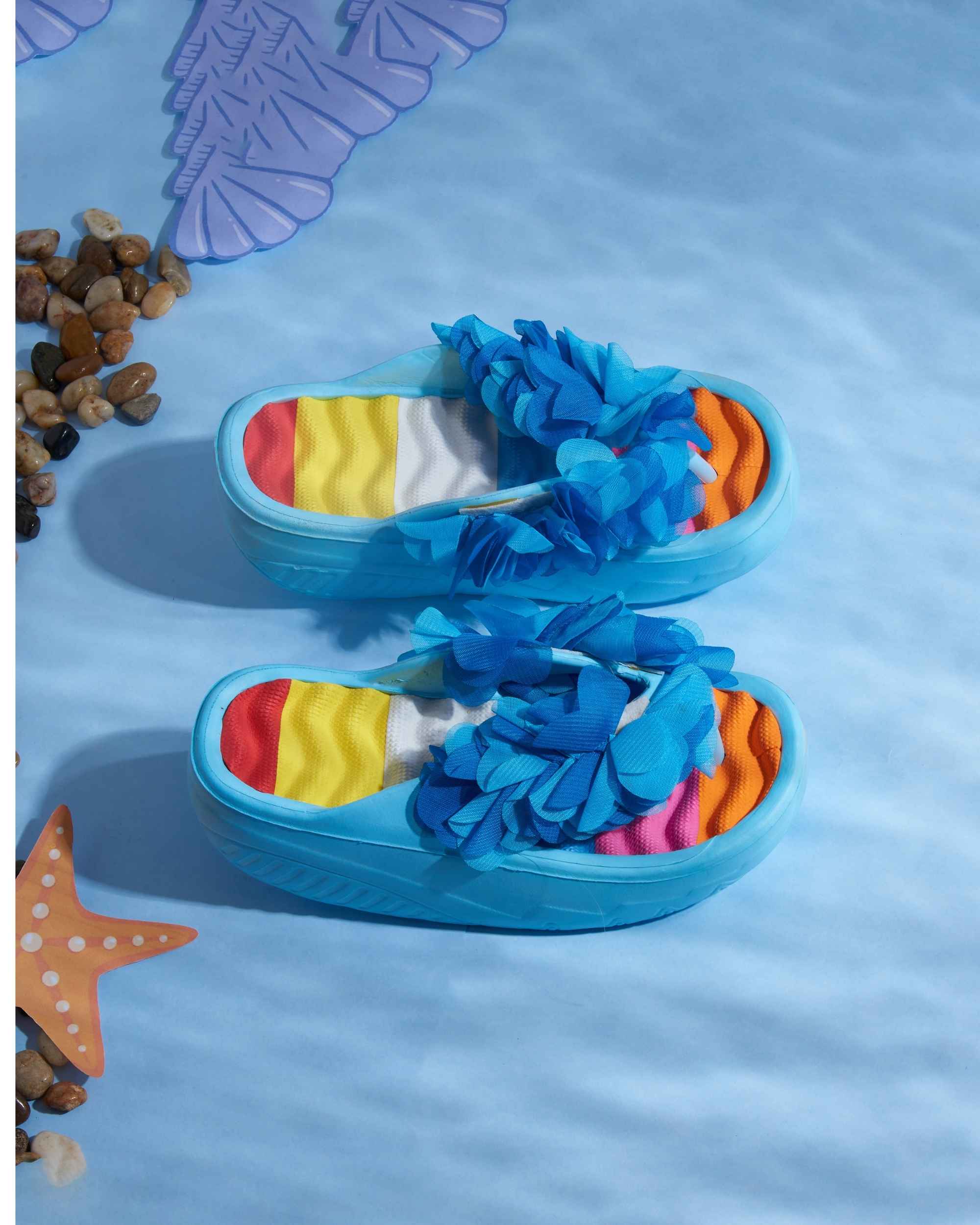 Premsons® Women's Floral Wedge Sandals - Casual Platform Beach Vacation Footwear - Flip Flop Slippers for Pool Holidays