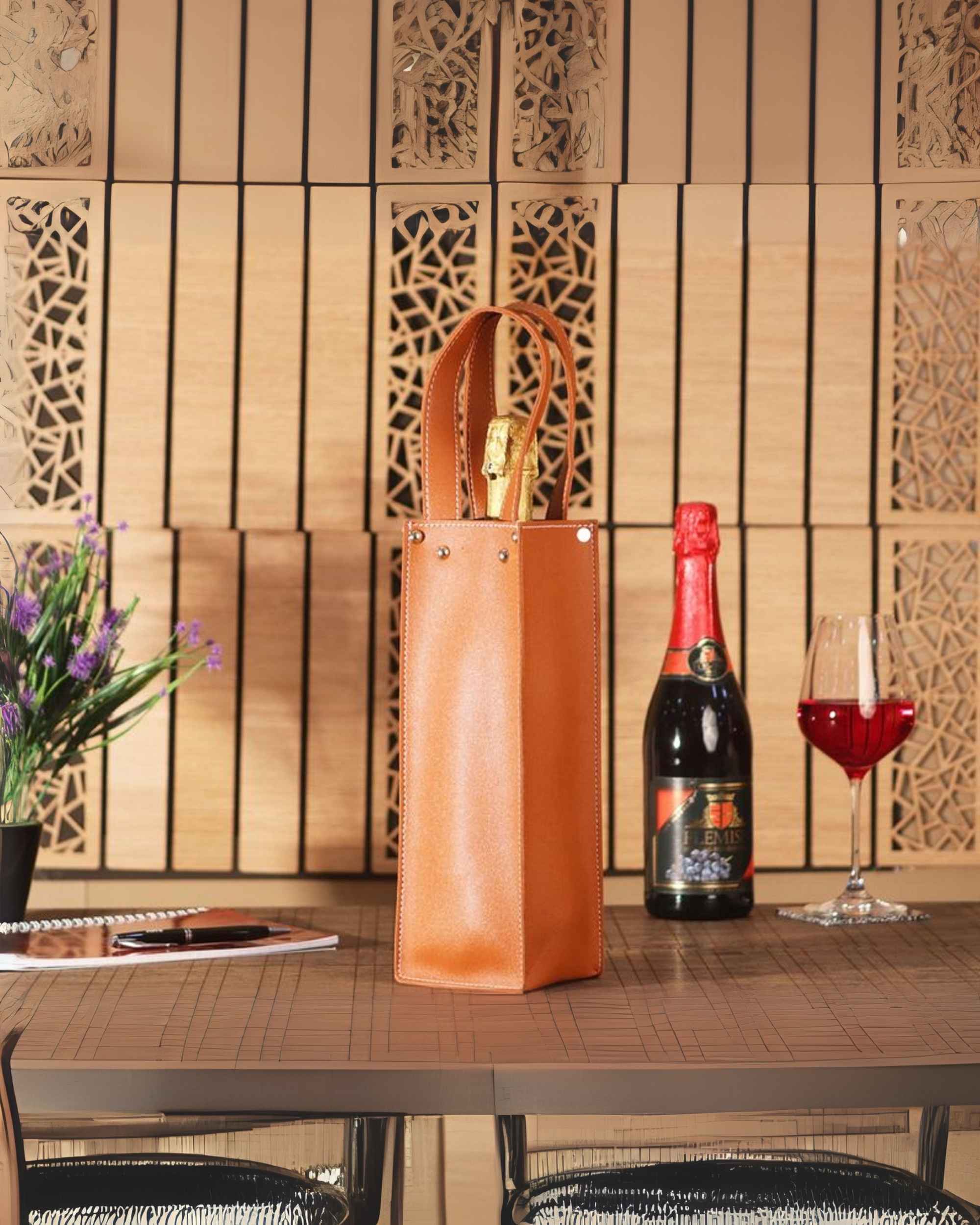 Premsons® Faux Leather Wine Bottle Bag - Single & Double Compartment Leatherette Storage Holder