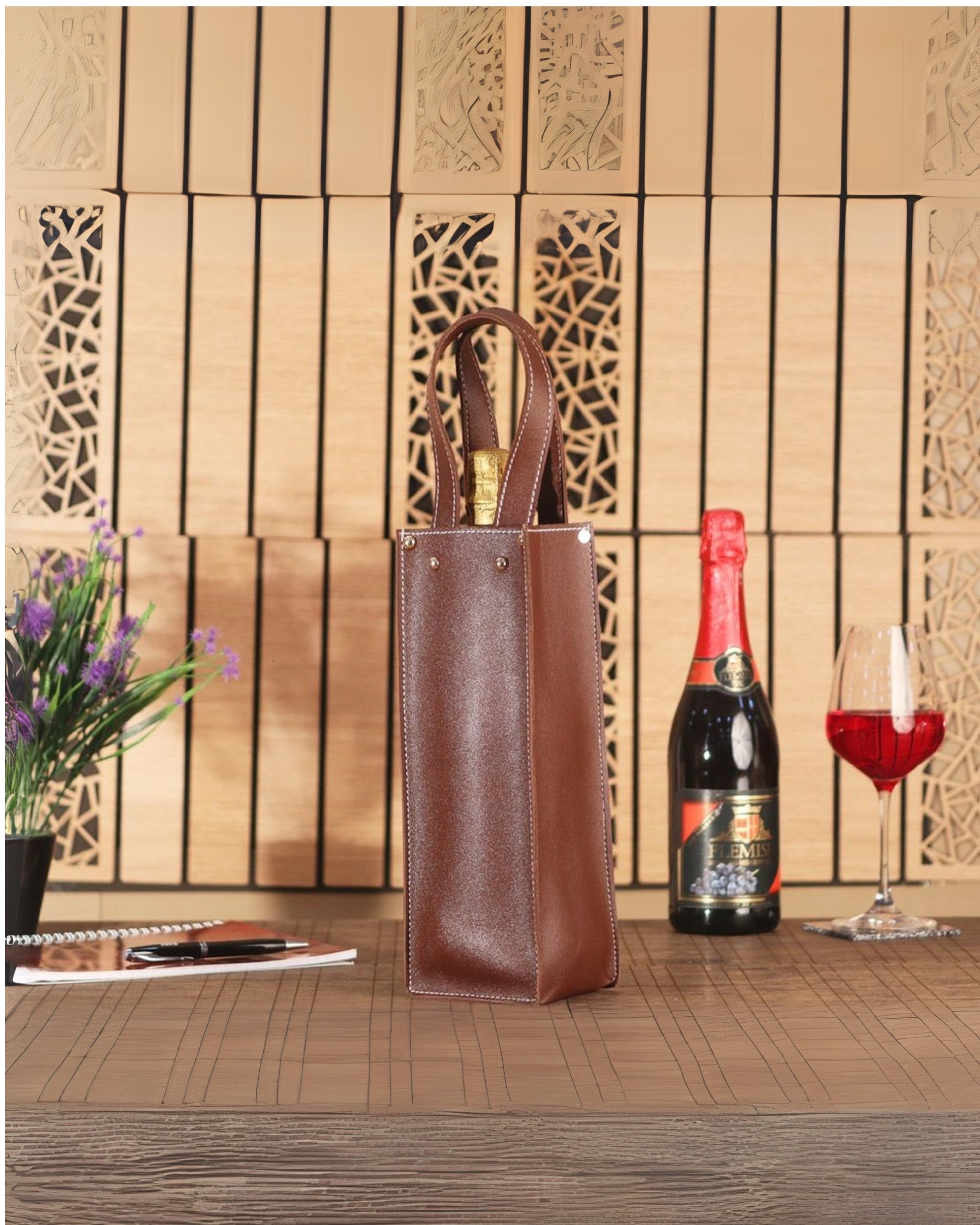 Premsons® Faux Leather Wine Bottle Bag - Single & Double Compartment Leatherette Storage Holder