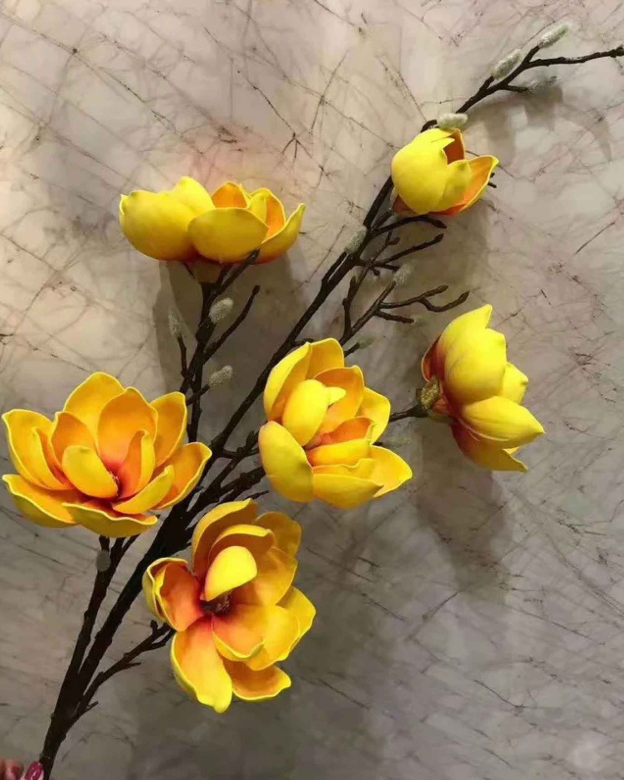 Premsons® Elegant Artificial Magnolia Flower – 1 Stem of Realistic Silk Bloom for Home Décor, Office, or Events | Long-Lasting Faux Floral Arrangement