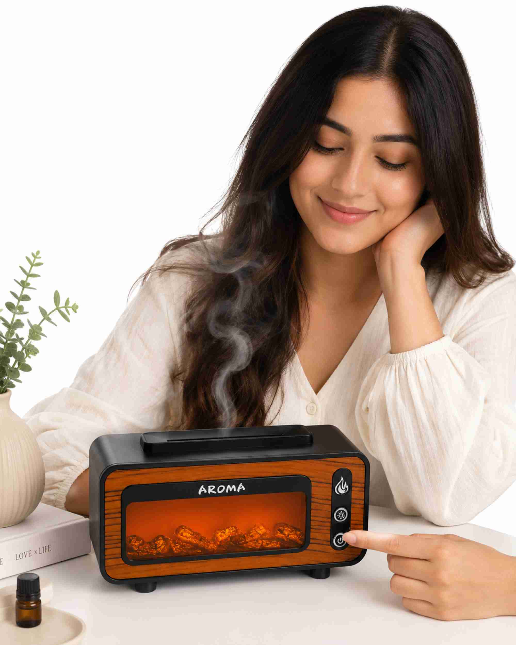 Premsons® Vintage Fireplace Aroma Diffuser with Realistic Flame Effect