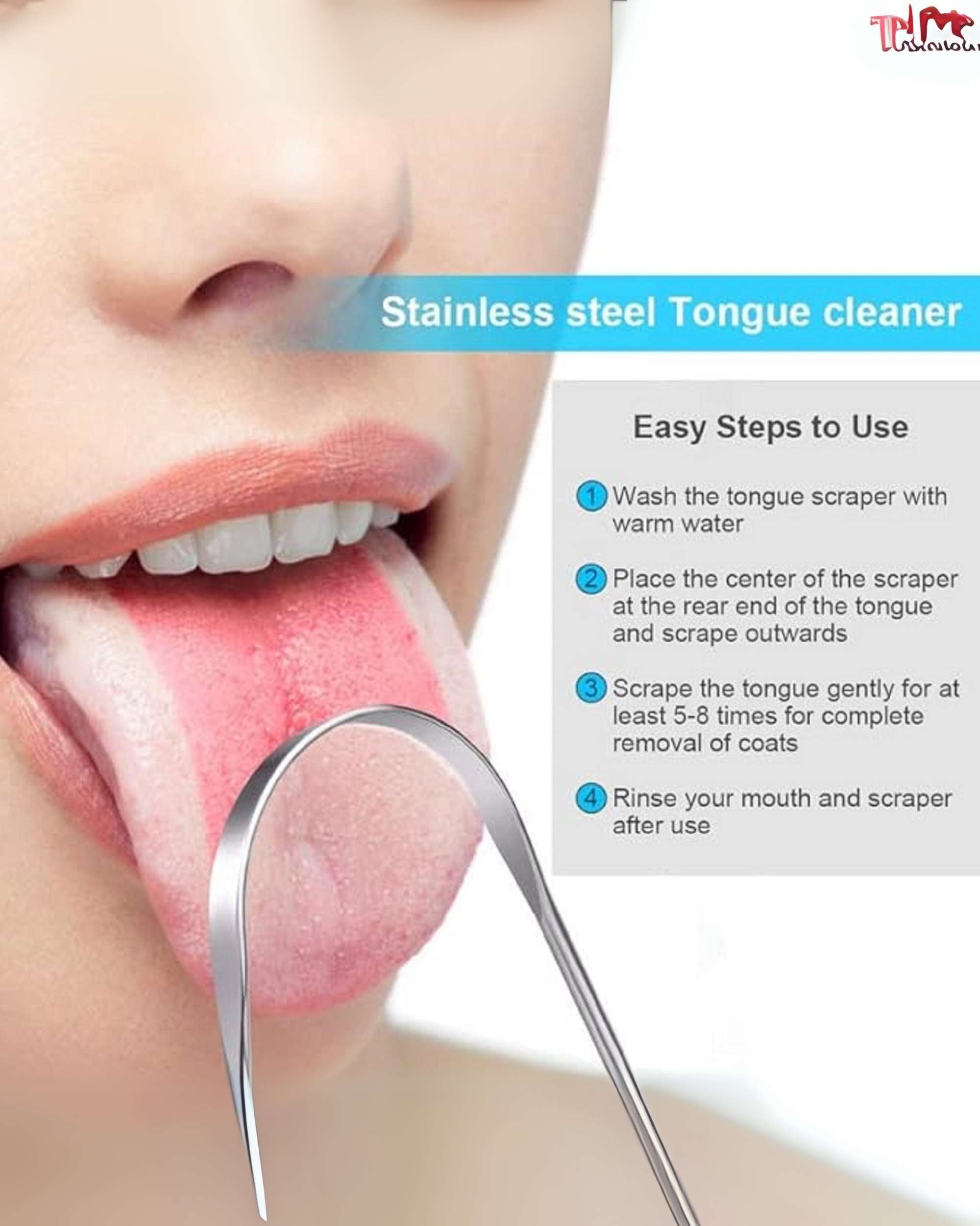 Premsons® Stainless Steel Tongue Cleaner with Soft Ergonomic Grip Handles – Premium Super Polish Oral Hygiene Scraper for Fresh Breath – Flexible, Strong, Rust-Free – Assorted Colour Options – Pack of 2