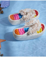 Premsons® Women's Floral Wedge Sandals - Casual Platform Beach Vacation Footwear - Flip Flop Slippers for Pool Holidays