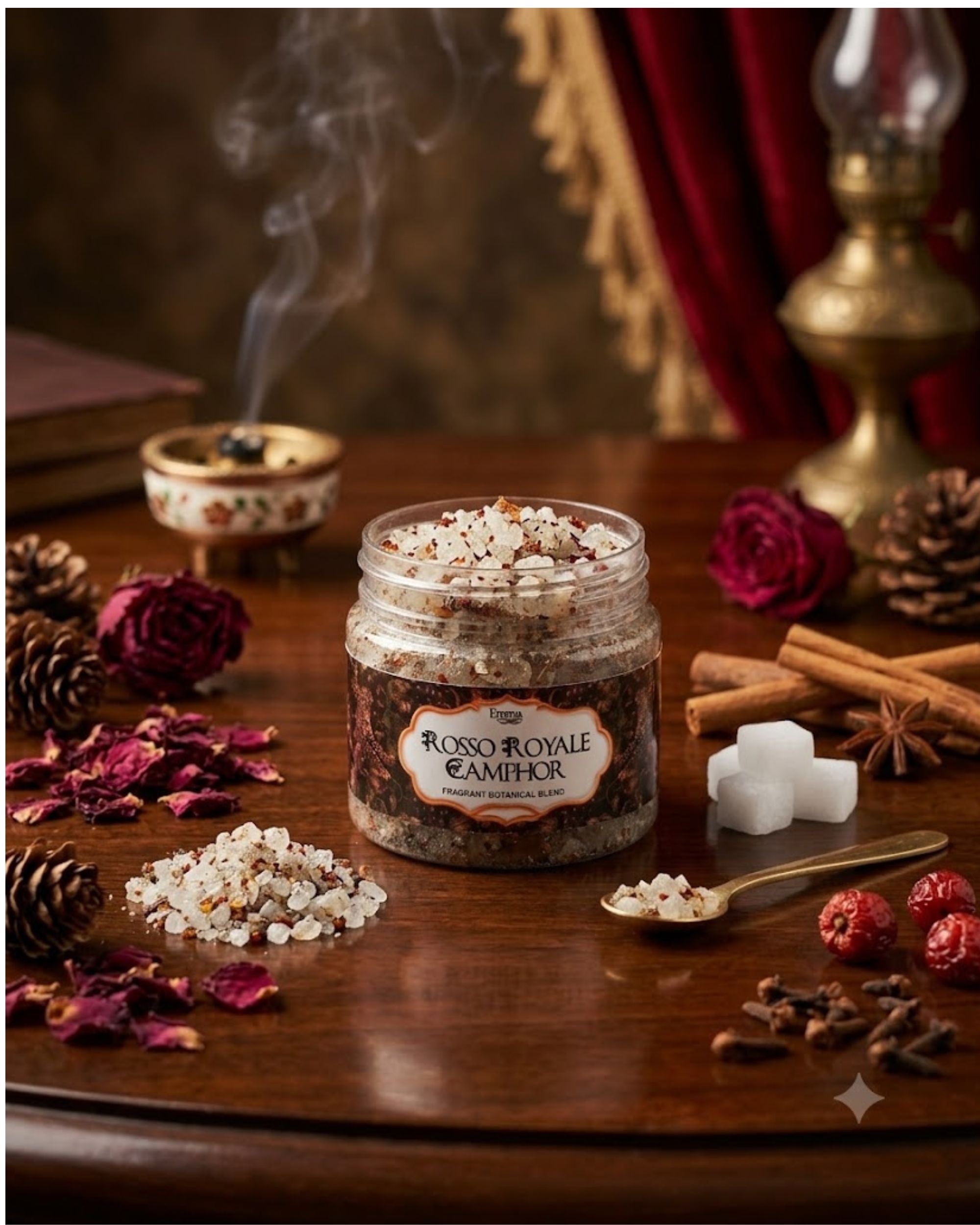 Eternia® Rosso Royale Camphor Fragrant Botanical Blend | Premium Luxury Aroma Crystals for Wardrobe, Bathroom, Home & Office Freshness