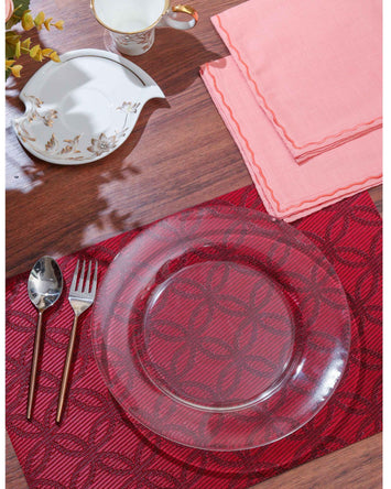 Premsons® Table Mats Set of 6 | Washable Non-Slip Heat Resistant PVC Placemats for Dining Table | Elegant Rectangular Design | Durable & Easy to Clean Tabletop Protection for Home & Dining