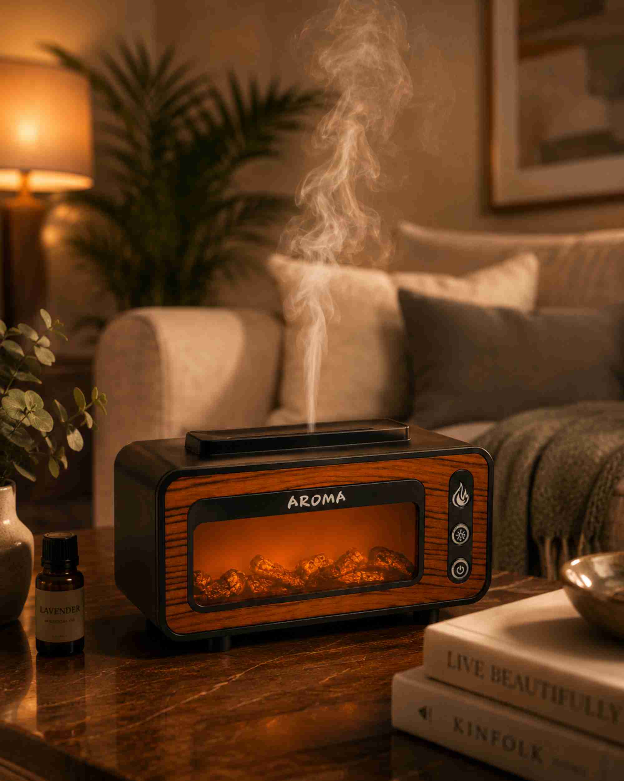 Premsons® Vintage Fireplace Aroma Diffuser with Realistic Flame Effect