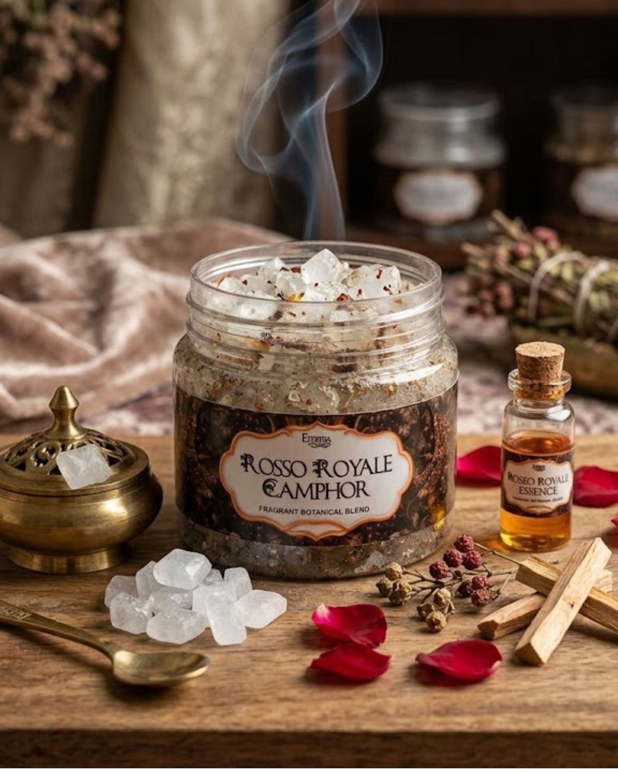 Eternia® Rosso Royale Camphor Fragrant Botanical Blend | Premium Luxury Aroma Crystals for Wardrobe, Bathroom, Home & Office Freshness