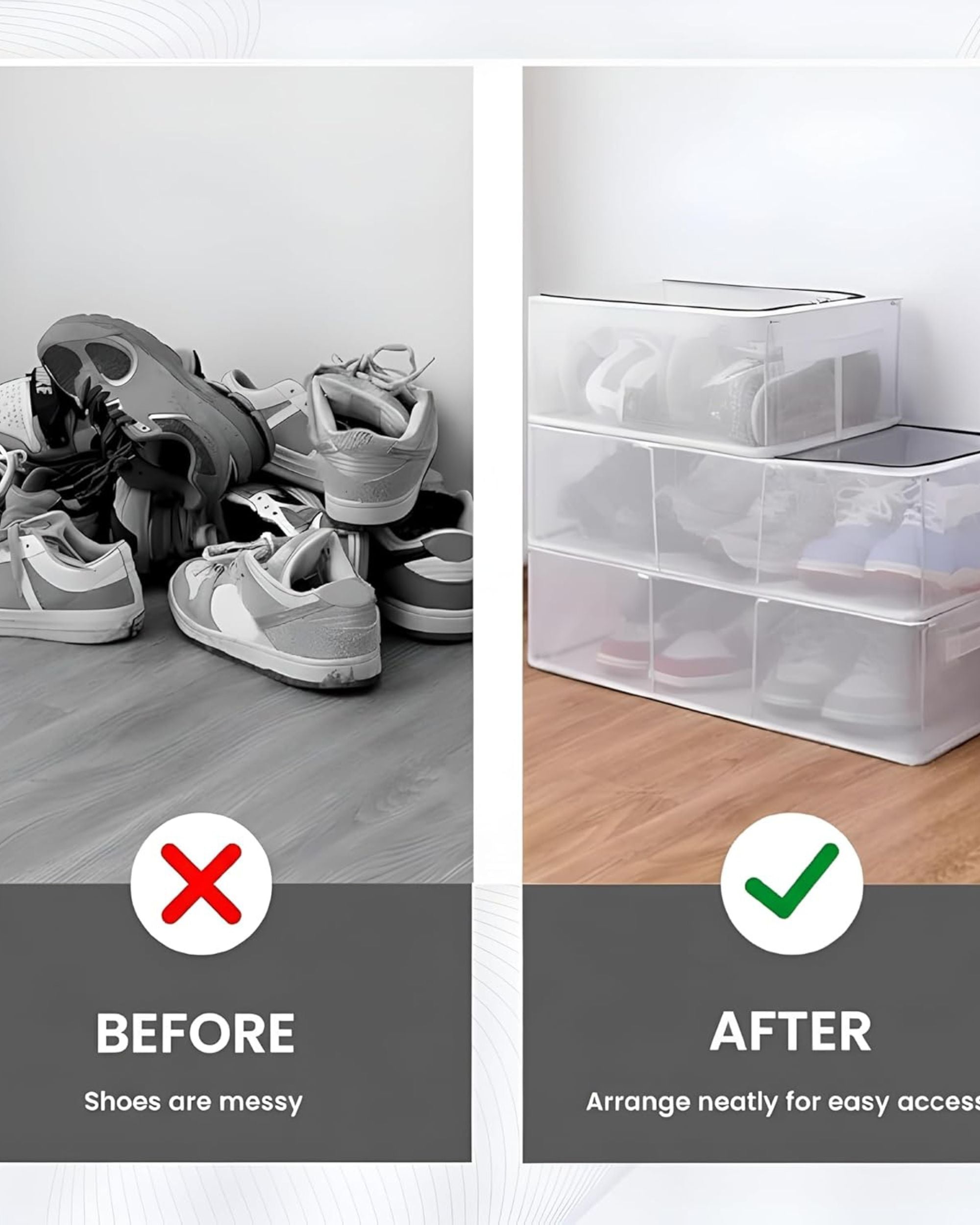 Premsons® Foldable Shoe Storage Bag - White Travel & Wardrobe Shoe Organizer with Zipper - Multipurpose Dustproof Footwear Storage Case