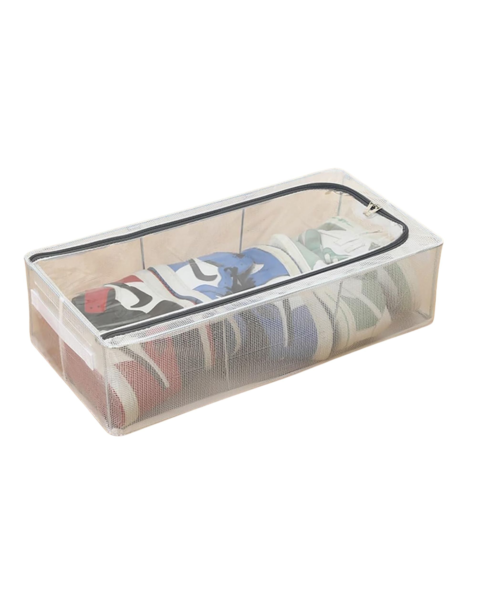 Premsons® Foldable Shoe Storage Bag - White Travel & Wardrobe Shoe Organizer with Zipper - Multipurpose Dustproof Footwear Storage Case