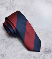Premsons® Classic Dual-Tone Striped Neck Tie – Elegant Maroon & Navy Blue Diagonal Design | Formal & Business Wear for Men