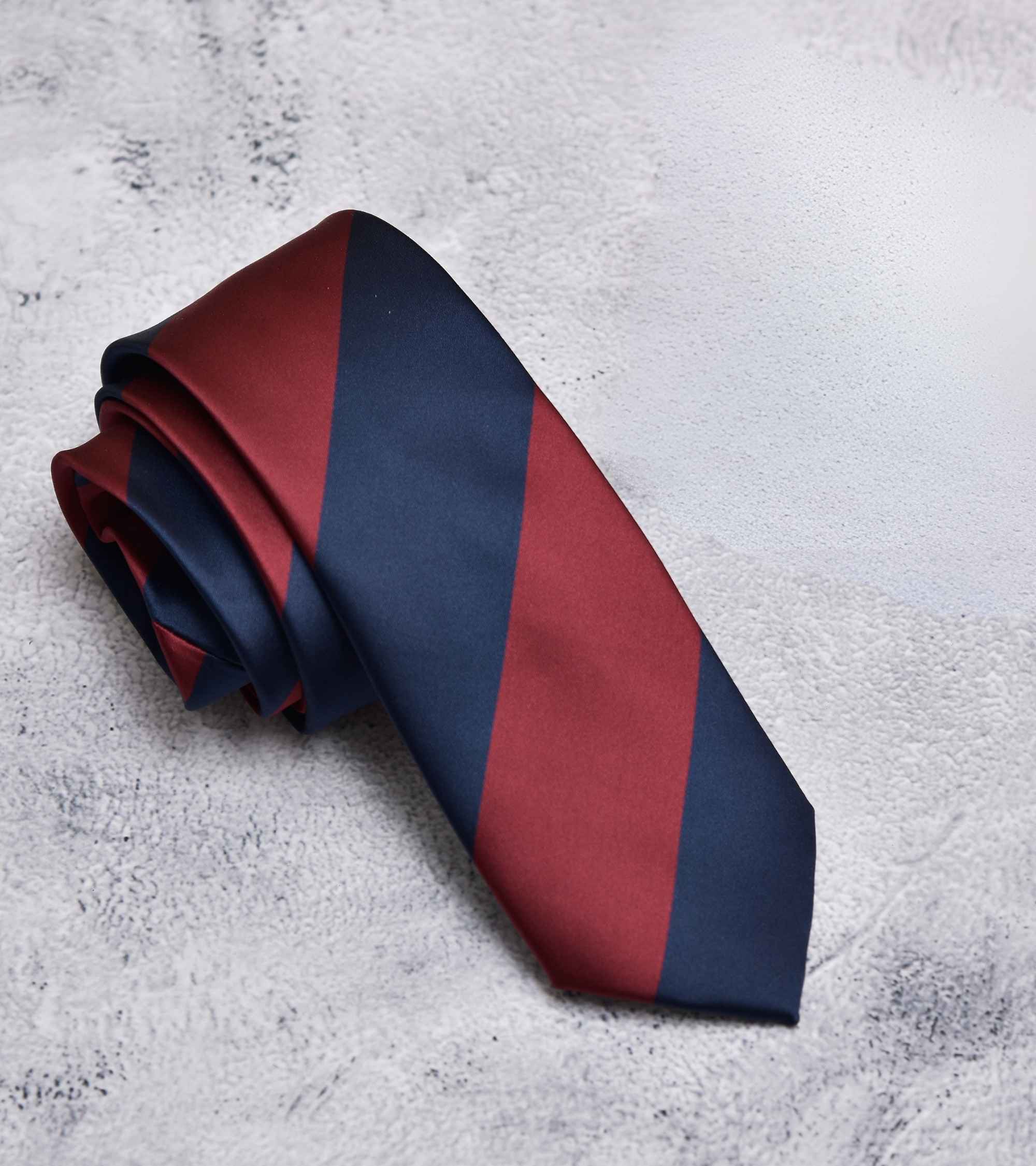 Premsons® Classic Dual-Tone Striped Neck Tie – Elegant Maroon & Navy Blue Diagonal Design | Formal & Business Wear for Men