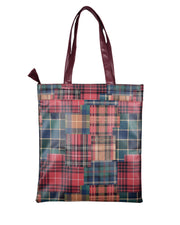 Premsons® Tartan Print Tote Bag – Stylish & Durable Shoulder Bag for Shopping, Office, Travel & Everyday Use