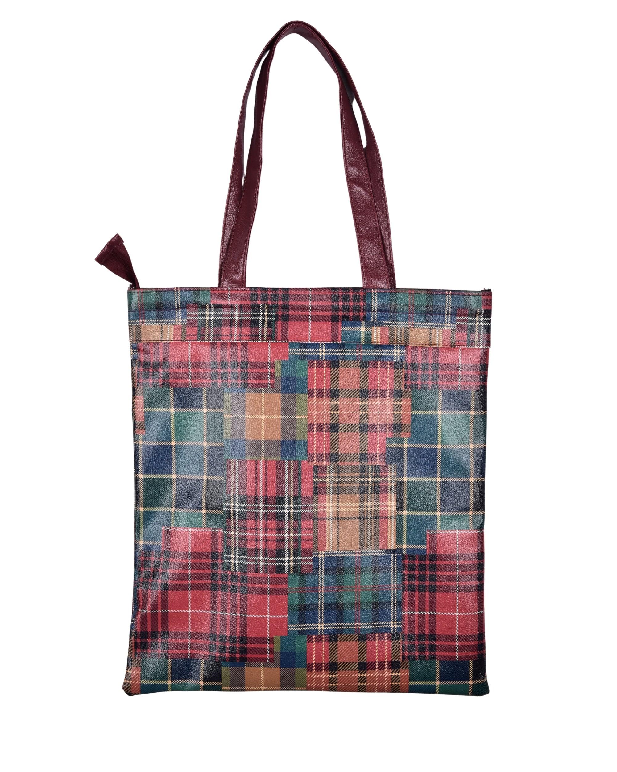 Premsons® Tartan Print Tote Bag – Stylish & Durable Shoulder Bag for Shopping, Office, Travel & Everyday Use
