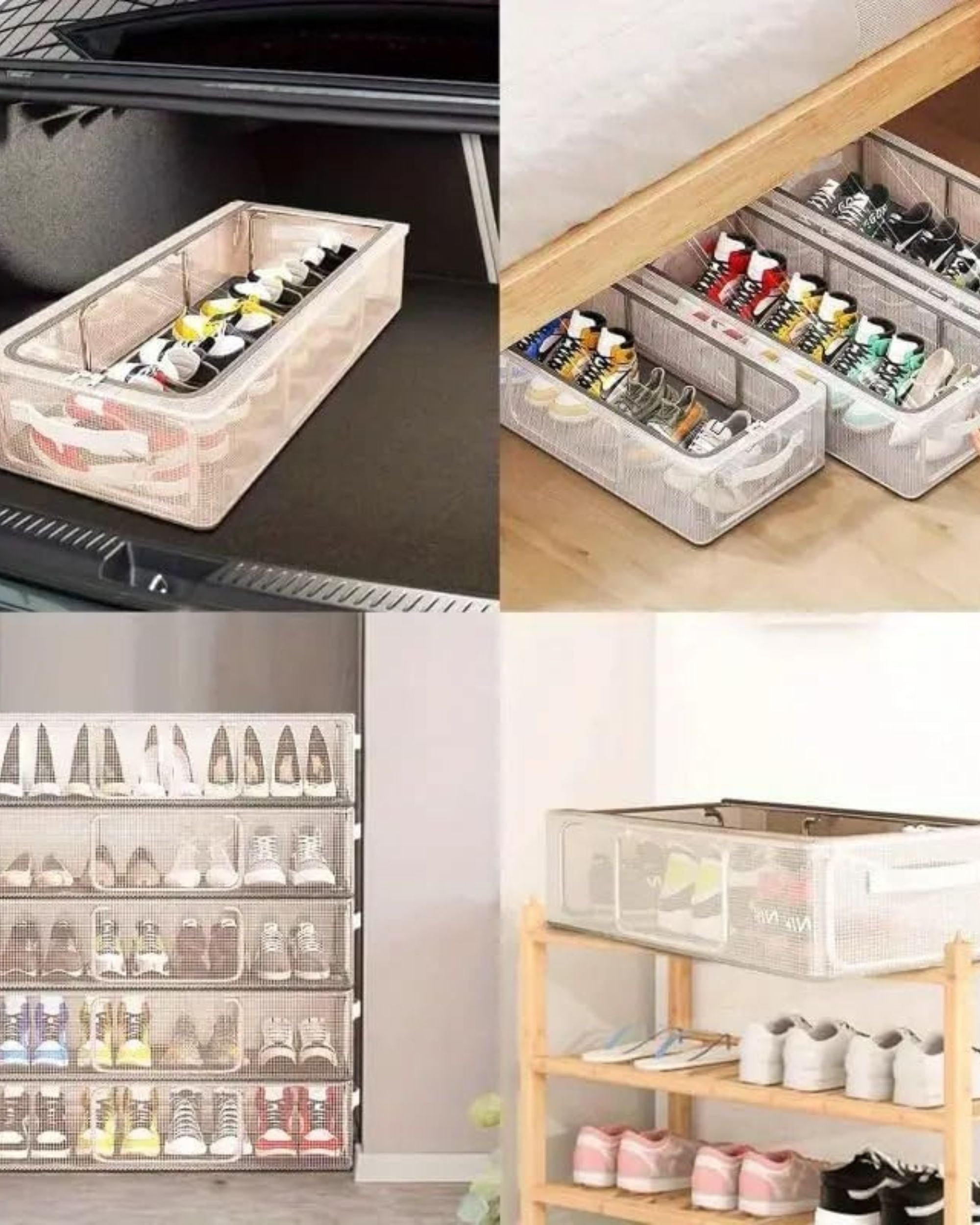 Premsons® Foldable Shoe Storage Bag - White Travel & Wardrobe Shoe Organizer with Zipper - Multipurpose Dustproof Footwear Storage Case