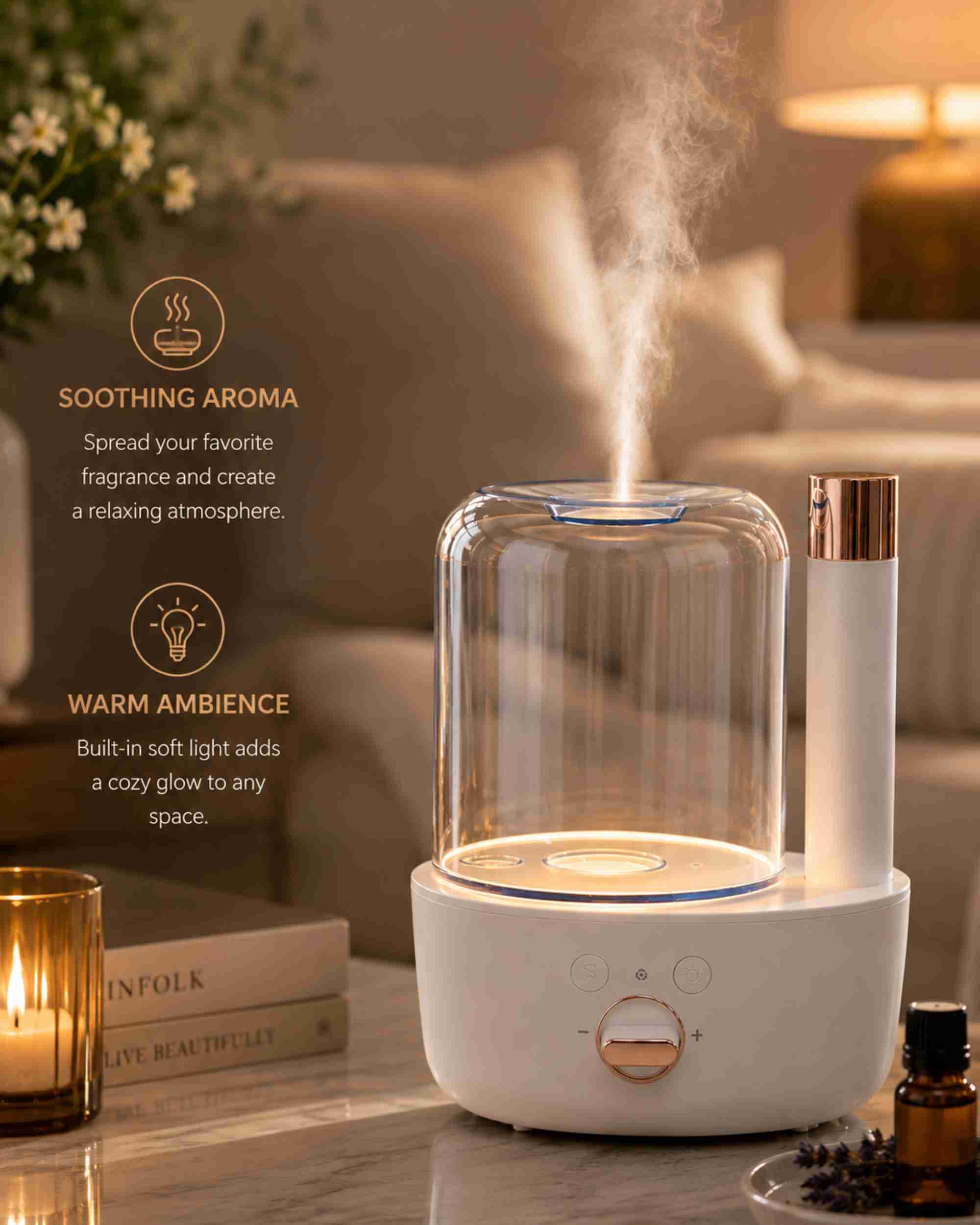 Premsons® Glass Dome Aroma Diffuser with Volcano Mist Effect