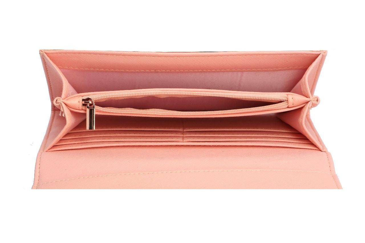 Eternia® Floral Clutch Wallet with Magnetic Flap – Water-Resistant Purse with Card Slots – Pink
