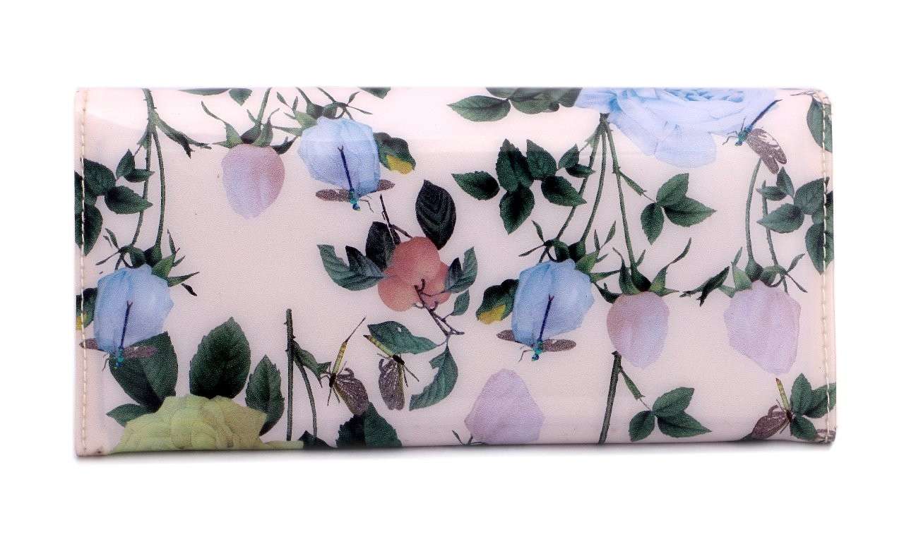 Eternia® Floral Clutch Wallet with Magnetic Flap – Water-Resistant Purse with Card Slots – Ivory Garden Bloom