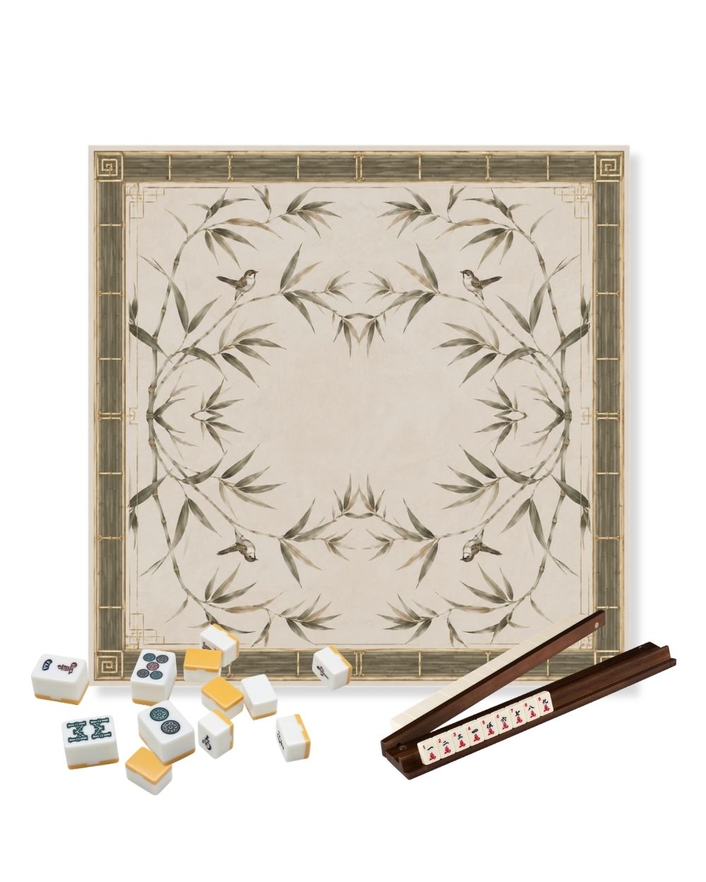 Premsons® Whispering Bamboo Mahjong Table Mat – Premium Anti-Slip Square Gaming & Decorative Mat - 23 x 23 inch - Versatile Non-Slip Play Surface