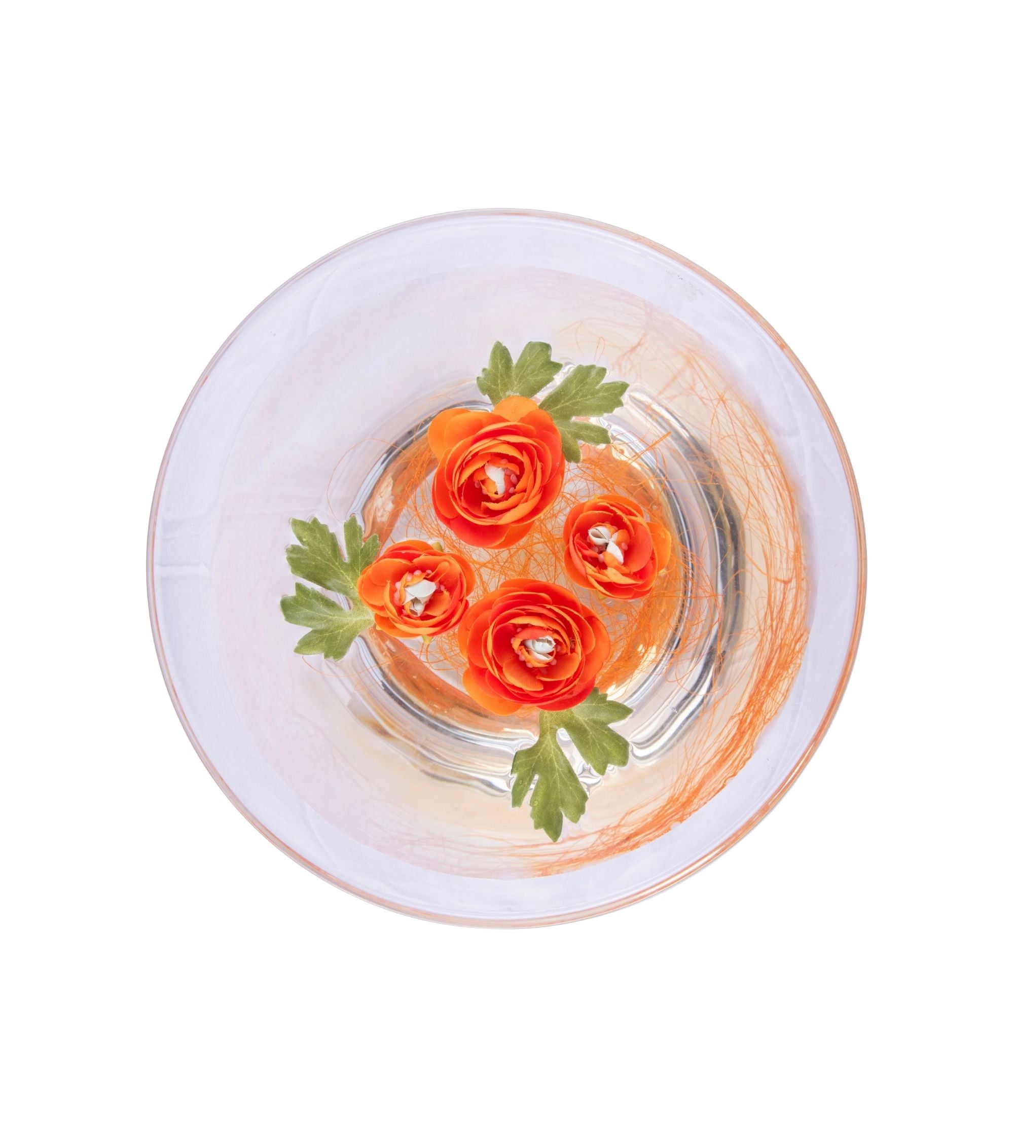 Premsons® Decorative Floating Ranunculus Flowers (4FLS & 3LVS) with Tape – Elegant Home & Event Decoration (Pack of 4)