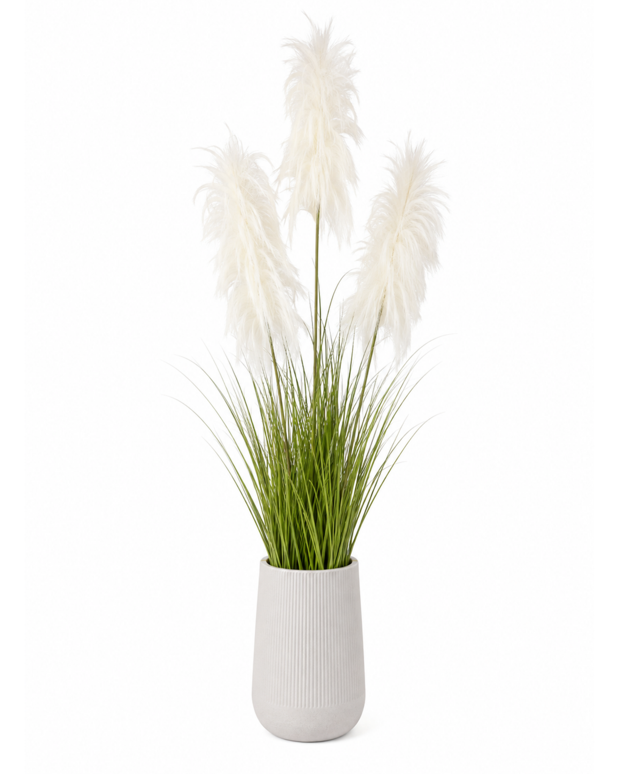 Premsons® Artificial White Feather Grass Plant for Home & Office