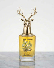 Eternia Wood Neroli Eau de Parfum bottle with deer head cap
