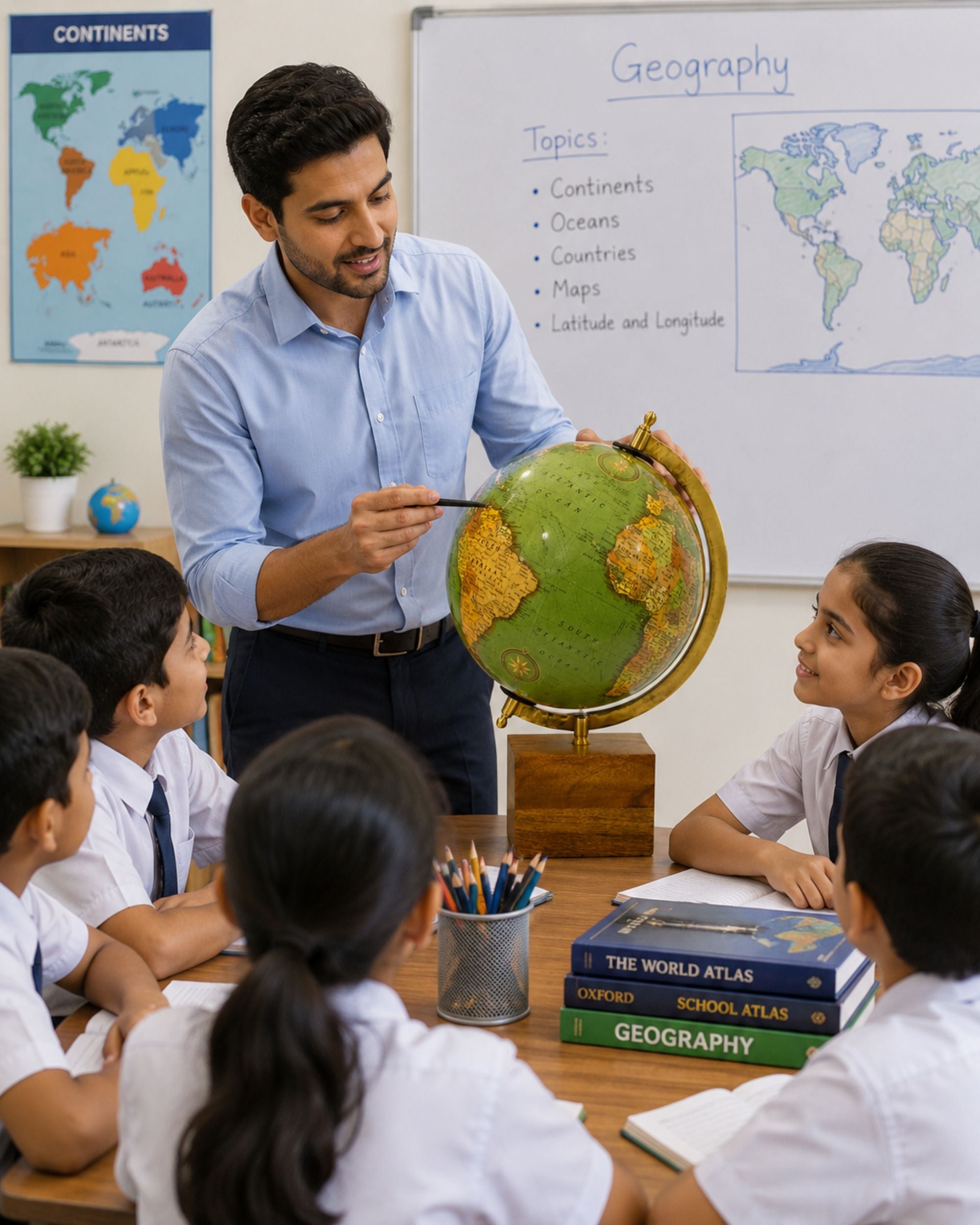 Premsons® Tabletop Globe with Wooden Base & Golden Meridian-Medium Size