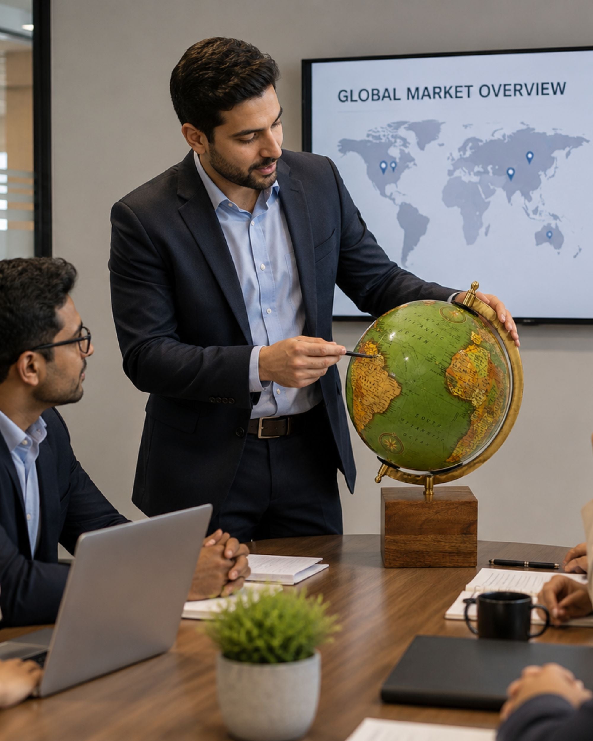 Premsons® Tabletop Globe with Wooden Base & Golden Meridian-Medium Size