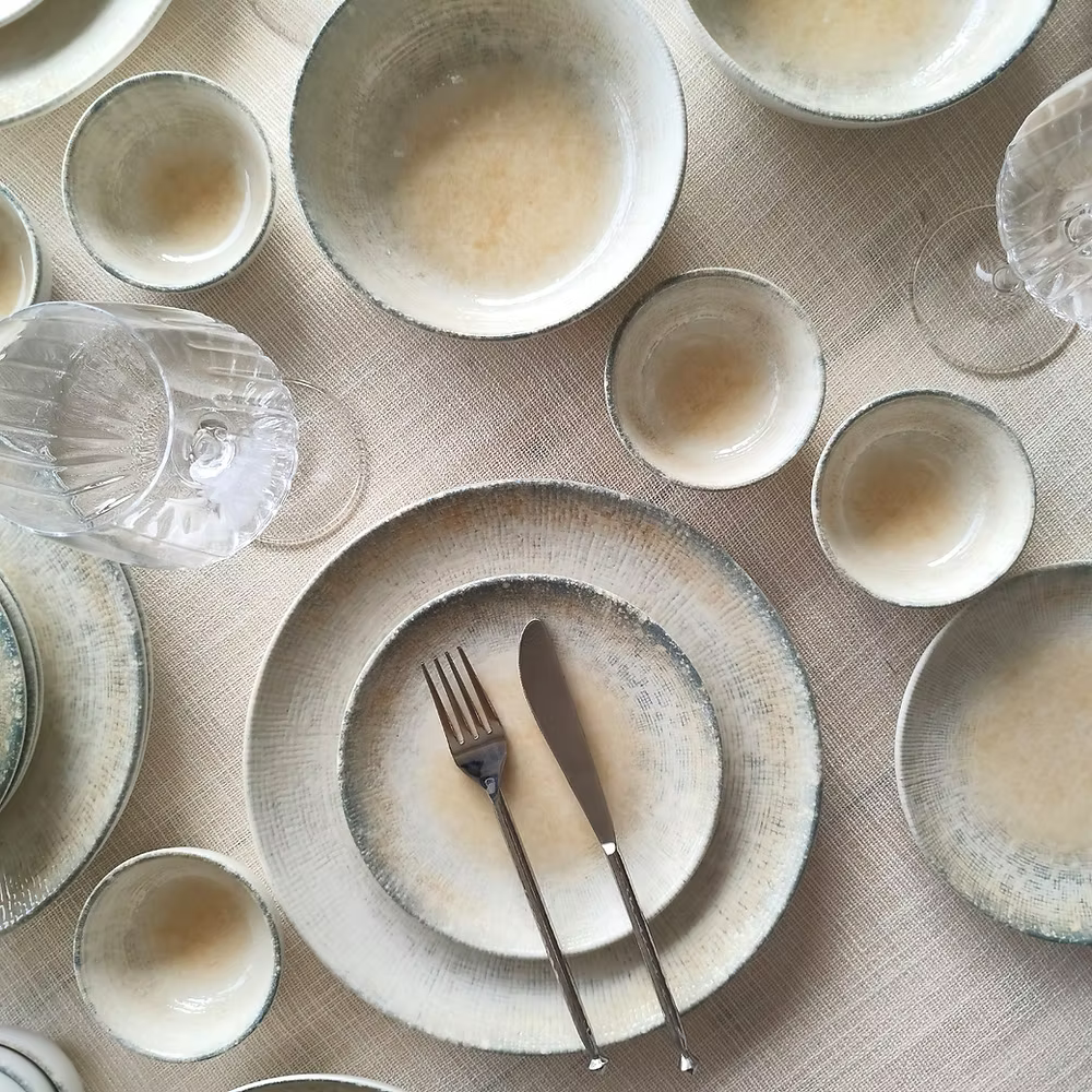 Complete Dinner Set for 6 – 21-Piece Porcelain Crockery in Blue & White | Durable & Dishwasher Safe