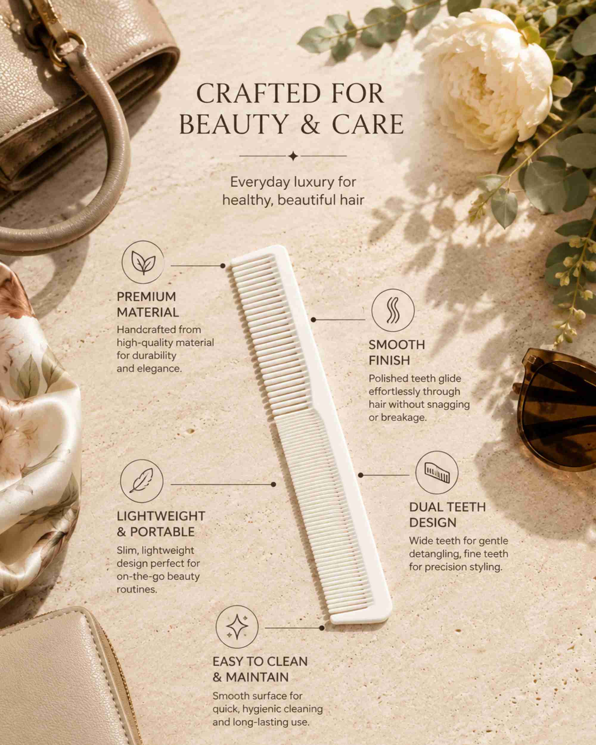 Premsons® Precision Hair Sectioning Comb - Pro 11 (White)