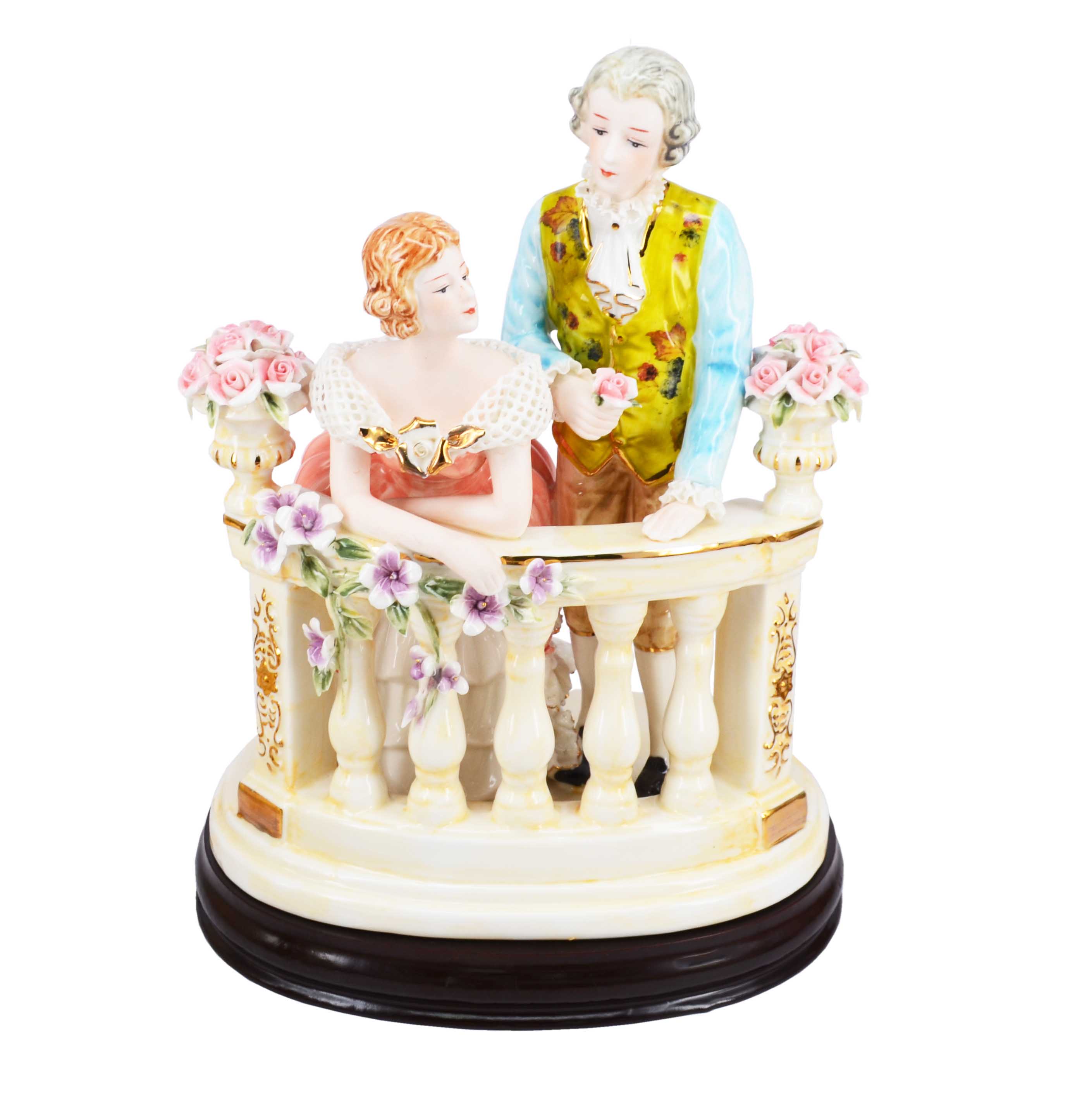 Premsons® Porcelain Balcony Couple Figurine – Romantic Handcrafted Decor Piece